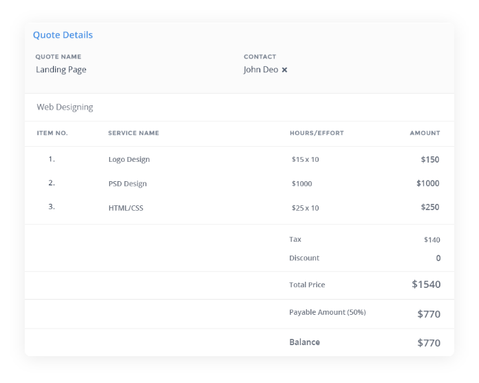 Invoices and quotes