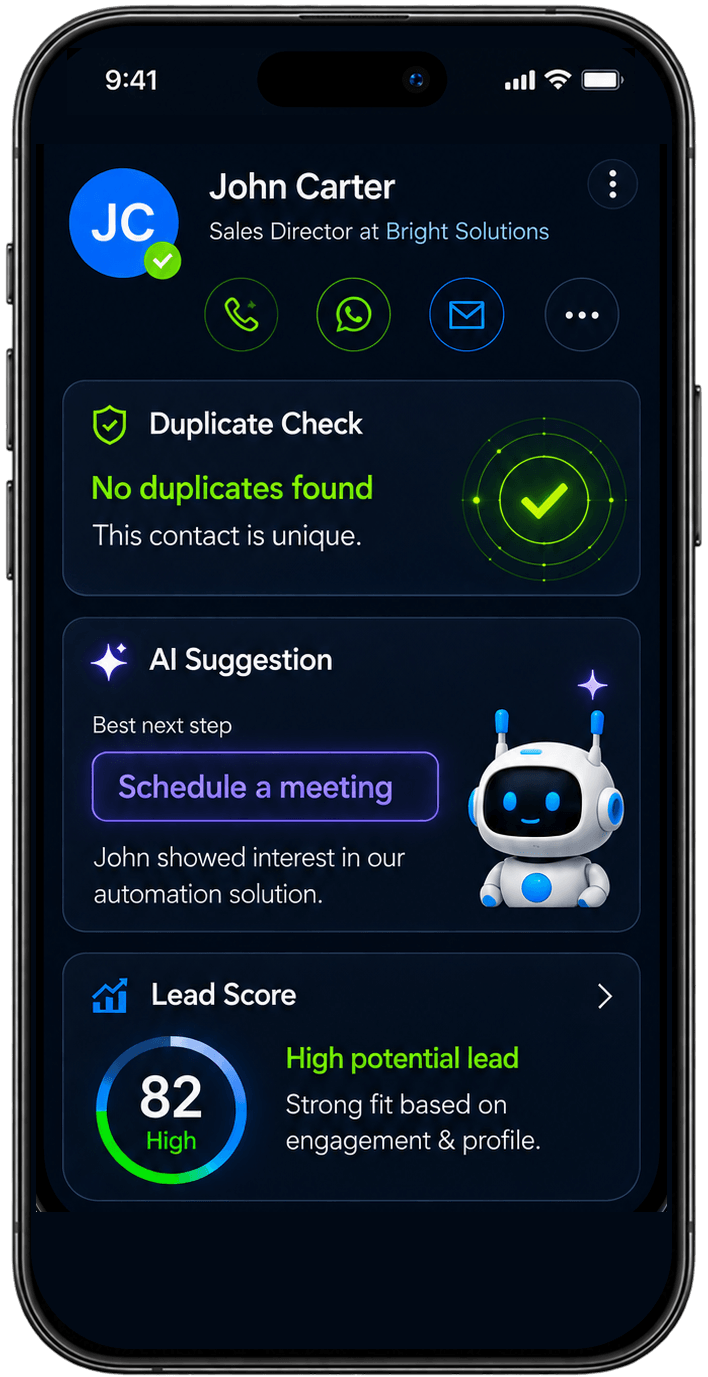 Saleoid phone scanning a business card